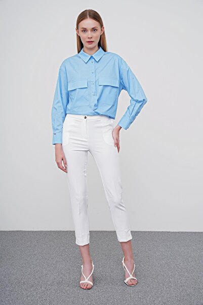 Zühre Skinny Leg Fabric Trousers Ecru P-0024