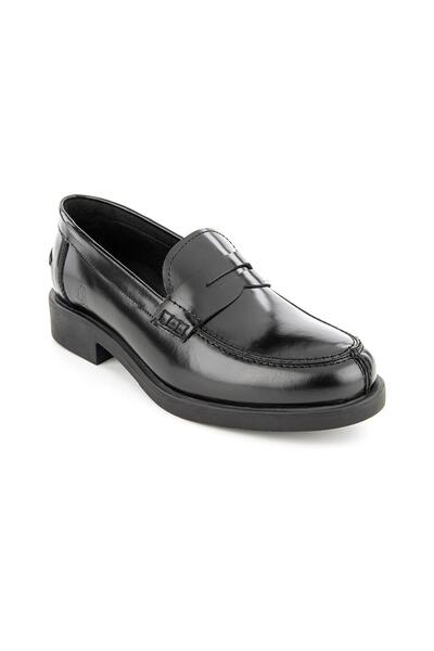 Hush Puppies Μαύρο δερμάτινο γυναικείο loafer - 725023 -430
