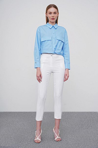 Zühre Παντελόνι από ύφασμα Skinny Leg Ecru P-0024