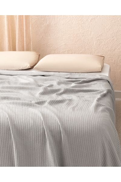 Madame Coco Madelyn Double 100% Cotton Bedspread - Light Gray
