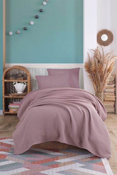 Eponj Home Ecocel Pique Blanket - Junior 140x230cm Karde Mürdüm