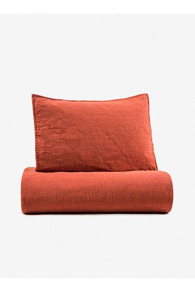 Barine Serenity Linen Quilted Bedspread Set Tile 240X260