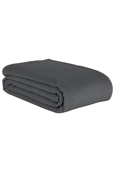 Eponj Home Anthracite Colored Ecocel Pique Blanket - Battal Megaking 260x230cm Karde