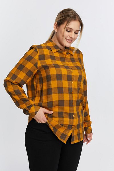 RMG Mustard Plus Size Plaid Shirt