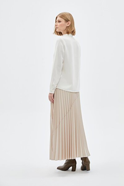 Zühre Bow Collar Long Sleeve Ecru Shirt G-0088