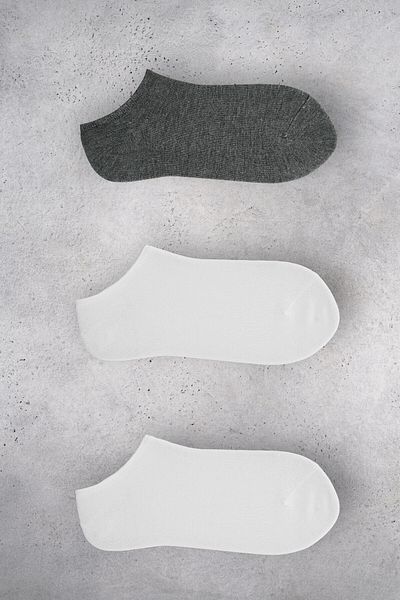 GRIMELANGE Nıklaus Bamboo Men's Booties 3 Pack Anthracite/White/White Socks