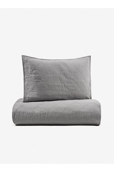 Barine Serenity Linen Quilted Bedspread Set Gray 240X260
