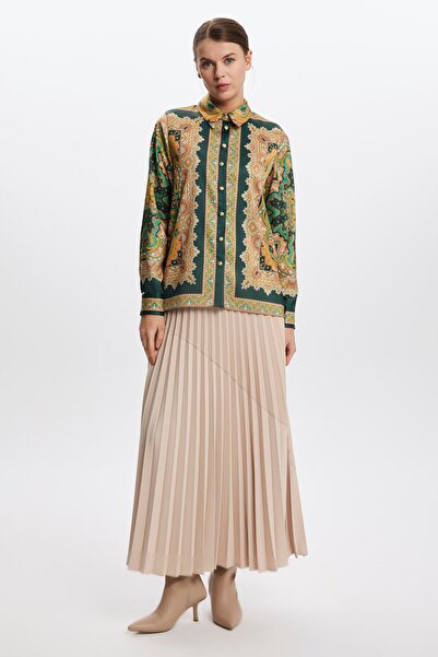 Zühre Ethnic Patterned Emerald Shirt G-0099
