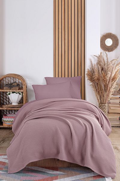 Eponj Home Ecocel Pique Blanket - Junior 140x230cm Karde Mürdüm