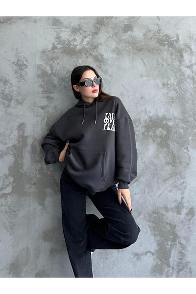 LECTUEL Unisex 3 Thread Hooded Sweatshirt - Wide Fit, Back Printed Hoodie