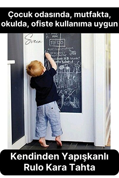 Svein Büyük Boy Kendinden Yapışkanlı Rulo Kara Tahta Sticker Blackboard Siyah...