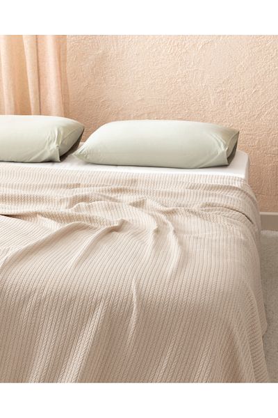 Madame Coco Madelyn Beige Single 100% Cotton Bedspread