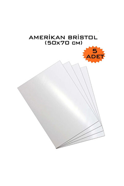 Glanart Amerikan Bristol Kartonu 50x70 cm 5 Adet 230 gr Çift Taraflı Parlak Mat Yüzeyli 50*70 Biristol Kağıt