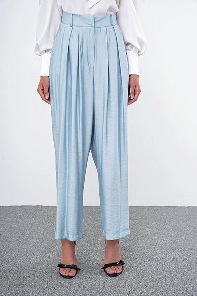 Zühre Pleated Aqua Shalwar - Pants P-0187