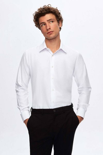 D'S Damat Πουκάμισο Ds Damat Slim Fit White Dobby