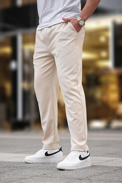 Madmext Beigefarbene Herrenhose mit geradem Bein E6556