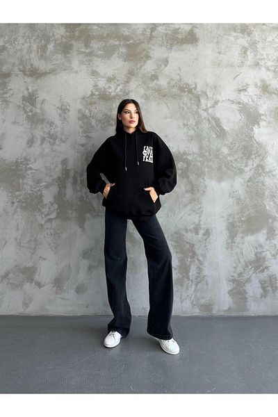 LECTUEL Unisex 3 Thread Hooded Sweatshirt - Wide Fit, Back Printed Hoodie