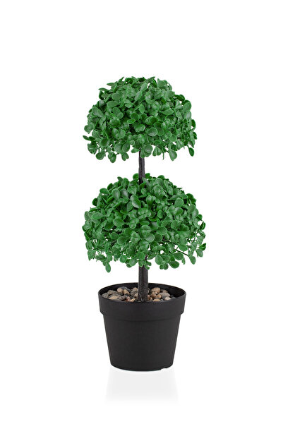 Çiçekmisin Mini Siyah Plastik Saksıda Iki Katlı Yapay Yonca Ağacı