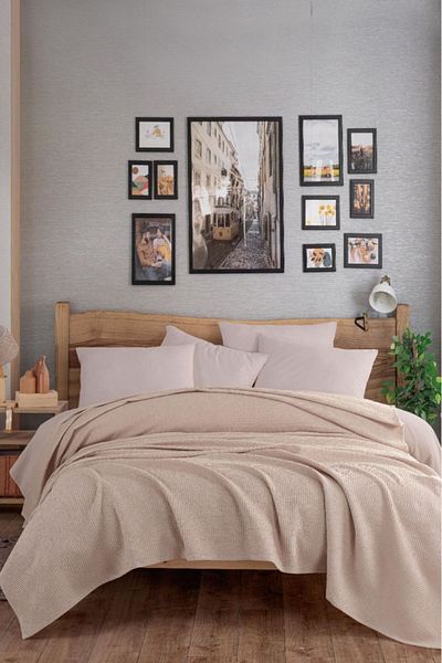 Eponj Home Ecocel Pike Double Blanket - 200x230cm Sister, Dark Beige