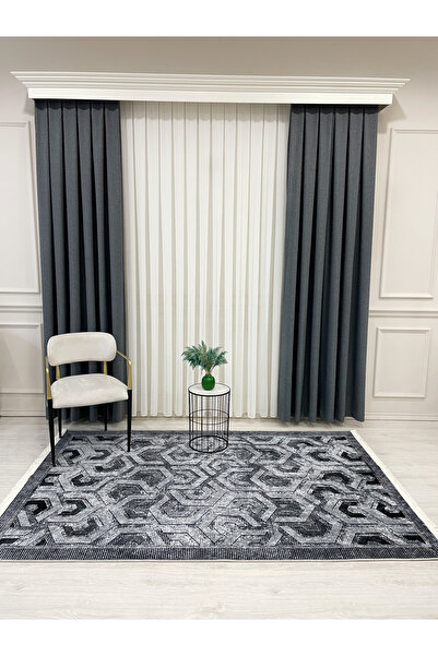 Brillant Gri Renk Kabartmalı Görünüm Lateks Deri Taban Halı