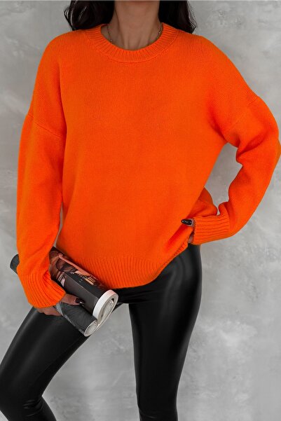 FEMELLE Women's Orange Standard Size Oversize Knitwear Sweater