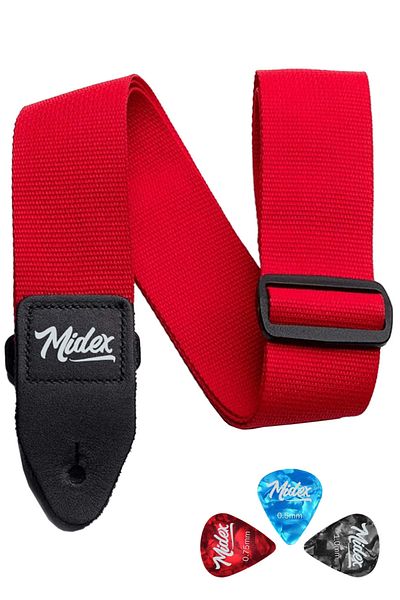 Midex ASM-26RD Κιθάρα ιμάντα ώμου Κόκκινο χρώμα 89-155cm (Δώρο Pena)
