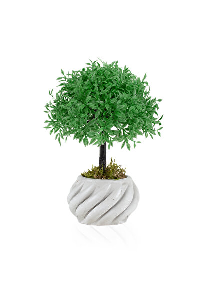 Çiçekmisin Kıvrımlı Beton Saksıda Yapay Fesleğen Çiçeği