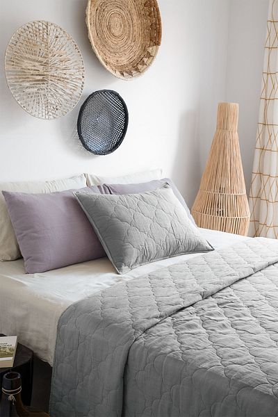 Barine Serenity Linen Quilted Bedspread Set Gray 240X260