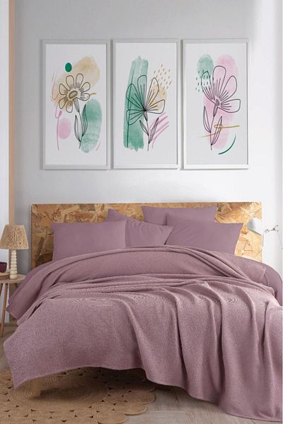 Eponj Home Double Ecocel Pique Blanket - 200x230cm Karde Damson