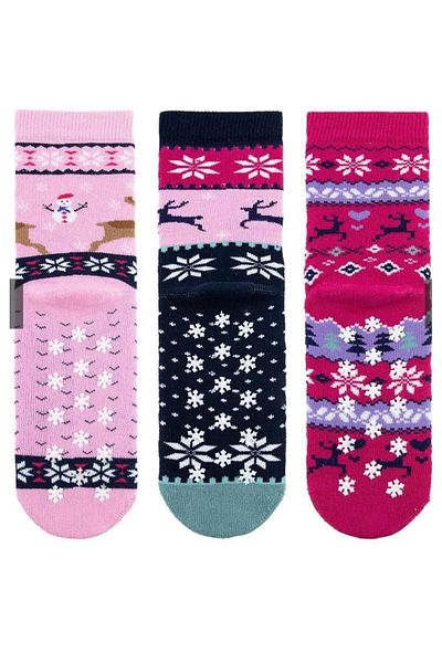 Emilakids Geyikli Non-Slip 3-Piece Towel Children's Winter Socks