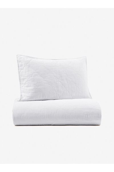 Barine Serenity Linen Quilted Bedspread Set White 240X260