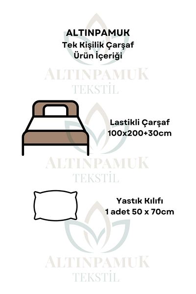 ALTINPAMUK Pink Single Elastic Sheet + 1 Pillowcase Gift - 100X200
