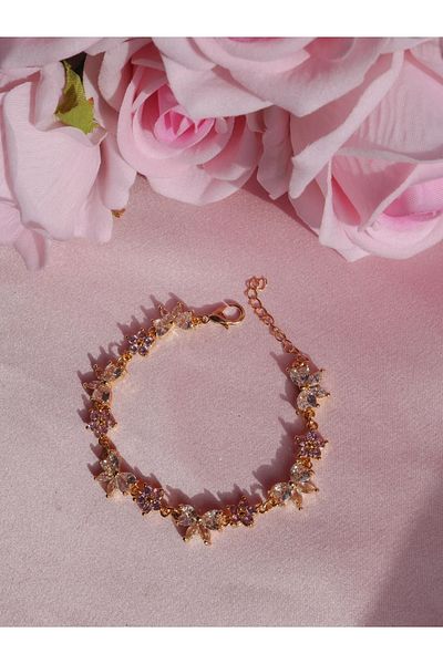 Reorah Collection Floral Bow Bracelet-Zircon Stone Bow/Ribbon Flower Bracelet