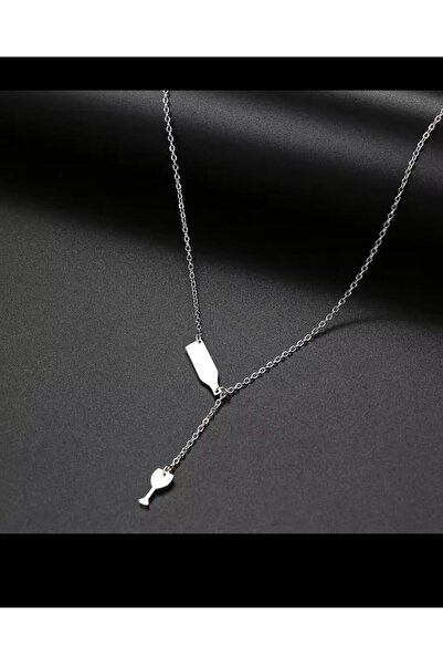 Arescollection زجاجة نبيذ من الفولاذ المقاوم للصدأ وقلادة