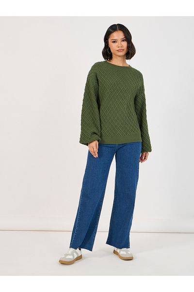 Styli Regular Fit Chunky Knit Sweater with Volume Sleeves