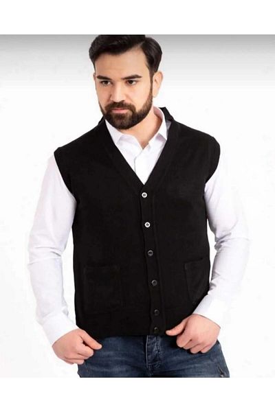 Öz klas Store Мъжки плетен жилет с копчета от фина вълна