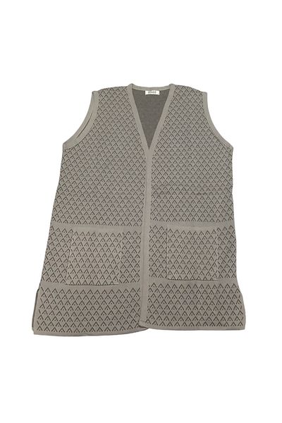 ECE GİYİM Women's Front Buttonless Patterned Thick Winter Vest