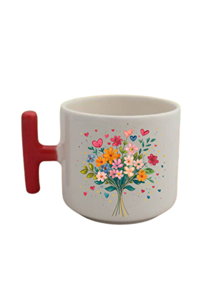 lili hediyelik كوب قهوة مطبوع عليه زهور على شكل قلب كوب هدية عيد ميلاد