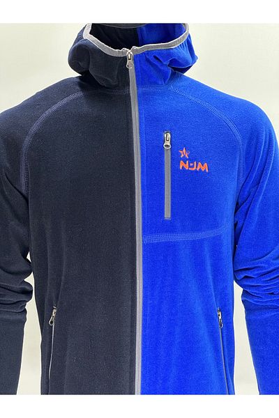 NJM SPORT WEAR Ανδρικό φλις - μαύρο, φούτερ με φερμουάρ, 3 τσέπες, φούτερ με γιακά εξωτερικού χώρου