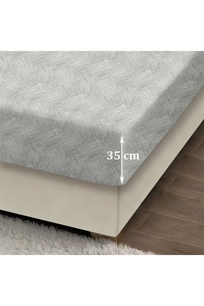 Evim طقم ملاءة جاهزة من القطن باللون الرمادي الفاتح دائمًا مقاس 100 × 200 + 35 سم 50 × 70 سم 1 × كيس وسادة