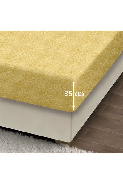 Evim طقم ملاءة جاهزة من القطن باللون الأصفر دائمًا مقاس مزدوج 160 × 200 + 35 سم 50 × 70 سم 2 × كيس وسادة