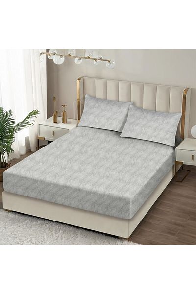 Evim طقم ملاءة جاهزة من القطن باللون الرمادي الفاتح دائمًا مقاس 100 × 200 + 35 سم 50 × 70 سم 1 × كيس وسادة