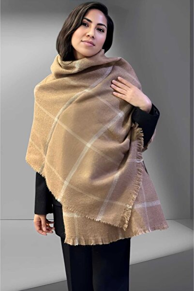 Trenderrs Μαλακό γυναικείο σάλι ώμου με φαρδύ ριγέ καρό σχέδιο - Κασκόλ 70cm x 180cm