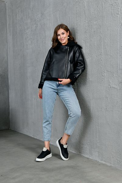 Miss Allos Women's Sheepskin Leather Biker Jacket with Pockets
