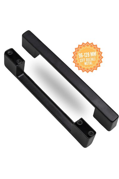 KOÇSAN Διπλή τρύπα Μαύρη 96-128 mm Μεταλλική λαβή γέφυρας, Πολυτελής εξοχική κουζίνα Έπιπλα ντουλάπας συρταριού