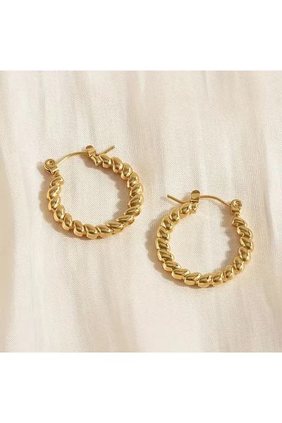 Happy Vibes Guaranteed Hypoallergenic Stainless Steel Hoop Earrings - Auger Shape