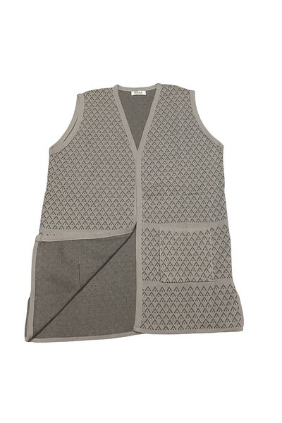 ECE GİYİM Women's Front Buttonless Patterned Thick Winter Vest