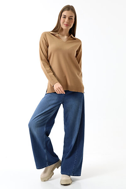 Devinka Ανοιχτό καφέ Γυναικεία Πλεκτά Μπλούζα - Πόλο Λαιμόκοψη, Μακρυμάνικο