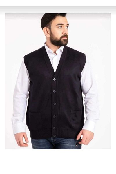FERRY BUTİK Men's Thin Wool Knitwear Knitted Buttoned Vest