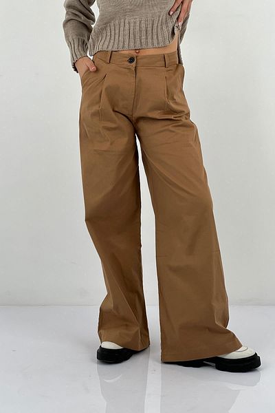 Miss Poem Women's Loose Stretchy High Waist Oversize Baggy Beige Pants